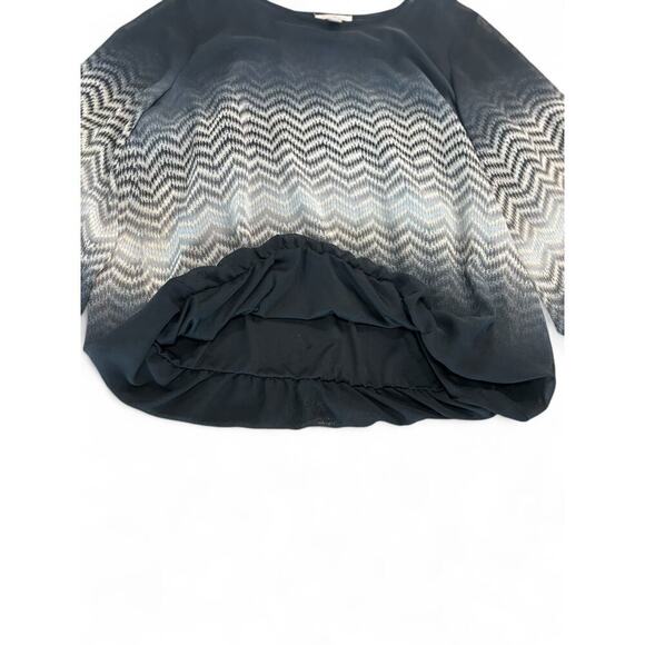 Roz & Ali Women's Black Patterned Long Sleeve Sheer Blouse Lined Tank Top 1X - Picture 3 of 8